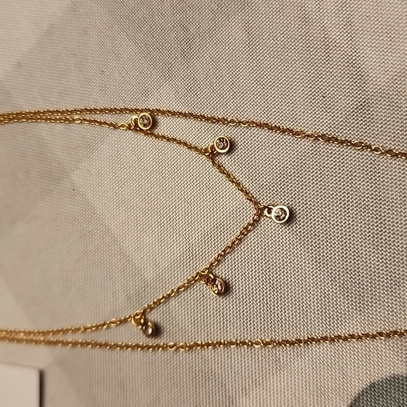 NWT Fosterie Double Chain Duo Necklace Gift Trendy - Picture 4 of 7